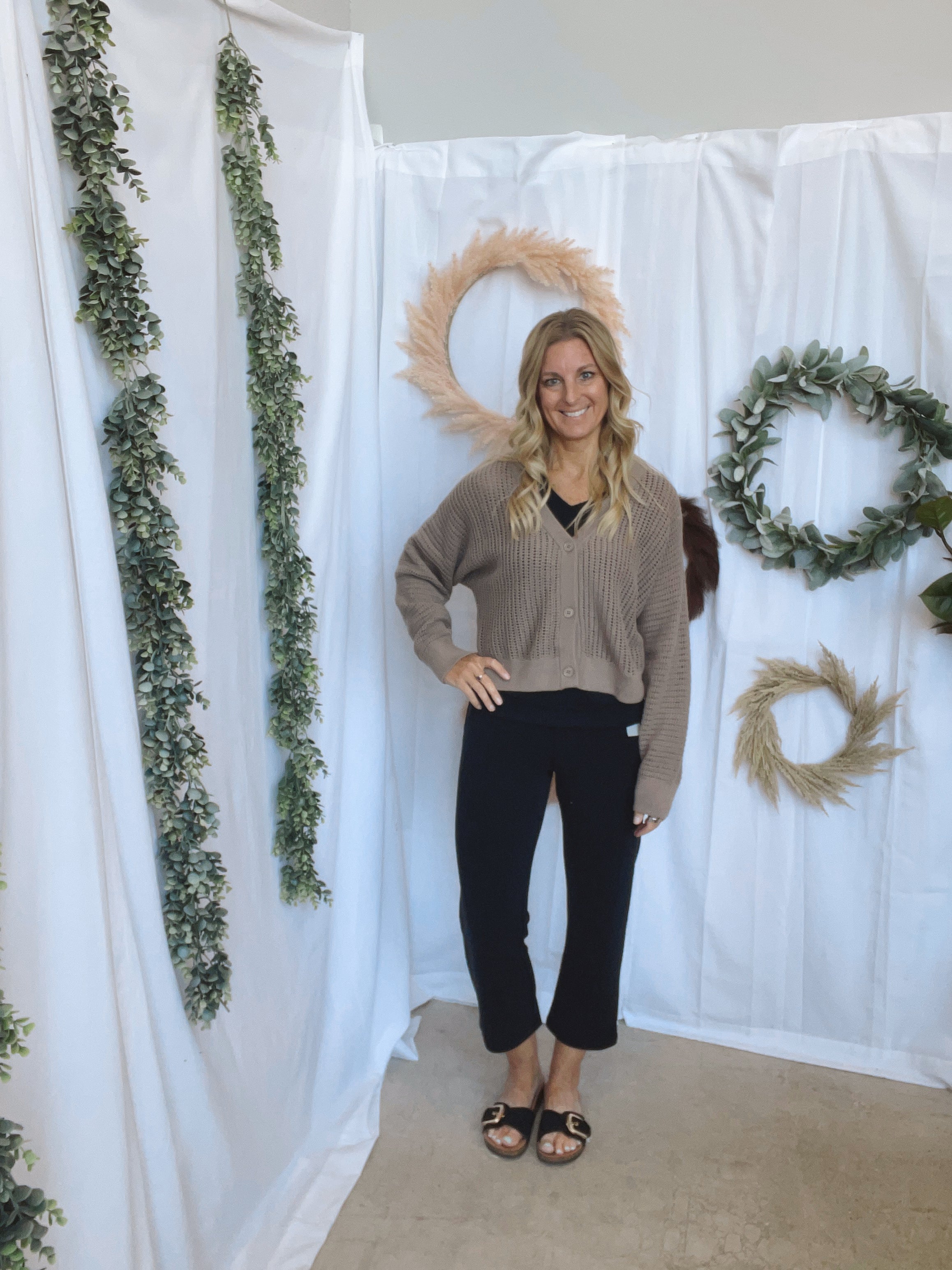 Coastal Crochet Sweater Top-Taupe-Sweaters-mono b-The Silo Boutique, Women's Fashion Boutique Located in Warren and Grand Forks North Dakota