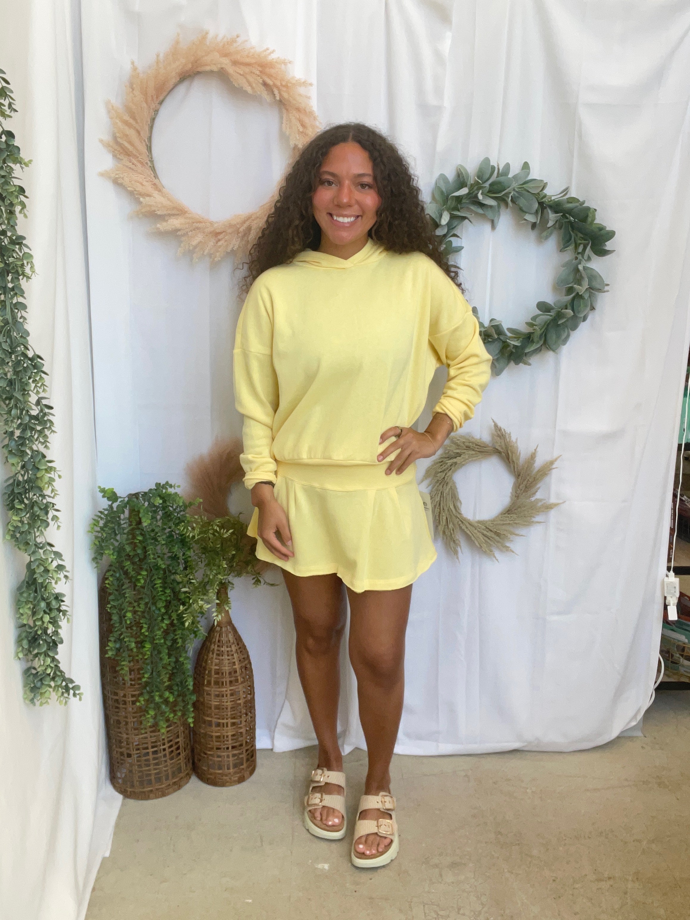 Mono B Icon Hoodie Set-Yellow-Outfit Sets-mono b-The Silo Boutique, Women's Fashion Boutique Located in Warren and Grand Forks North Dakota