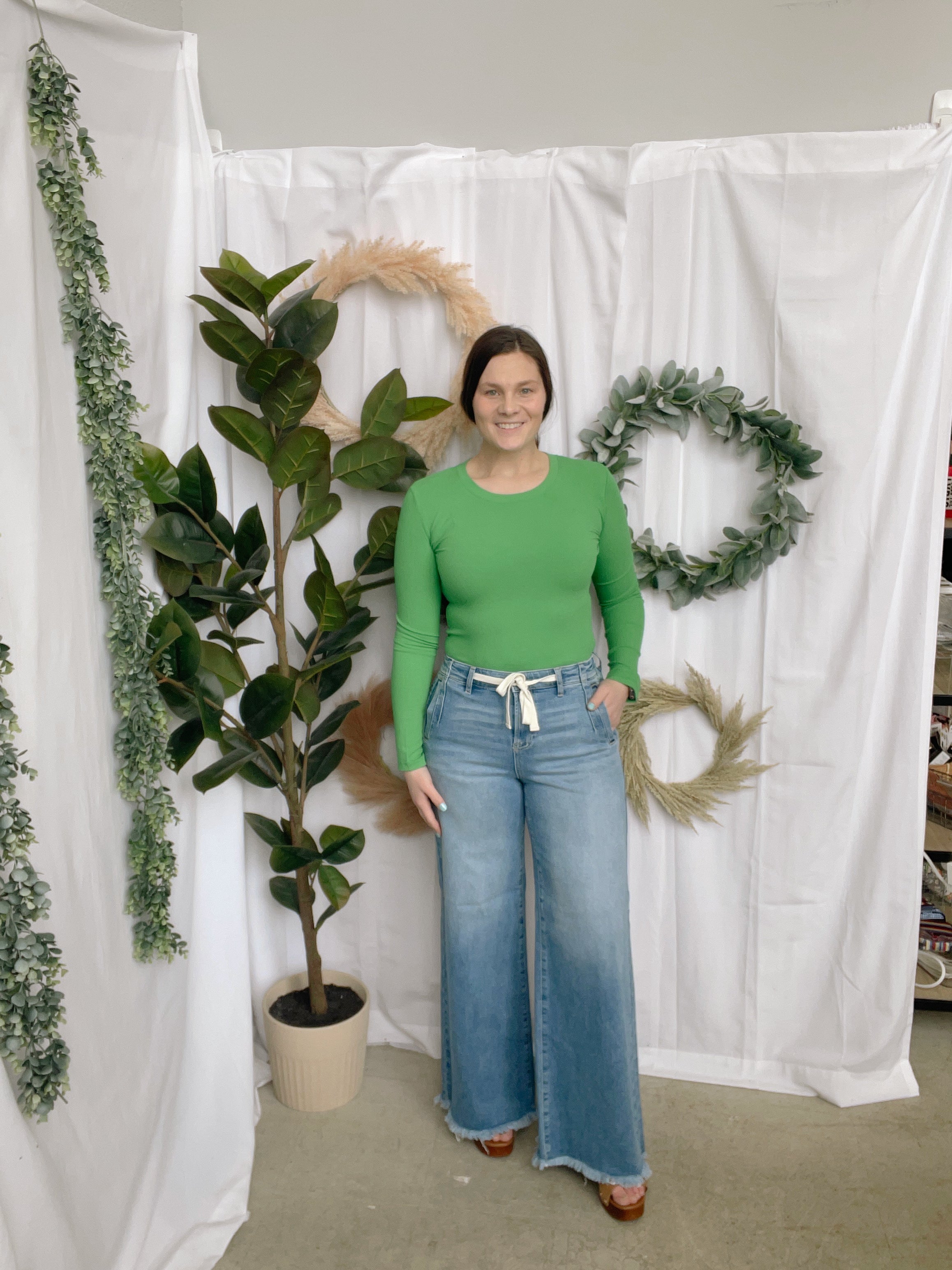 Mono B Essential Long Sleeve Top-Green-Long Sleeve Tops-mono b-The Silo Boutique, Women's Fashion Boutique Located in Warren and Grand Forks North Dakota