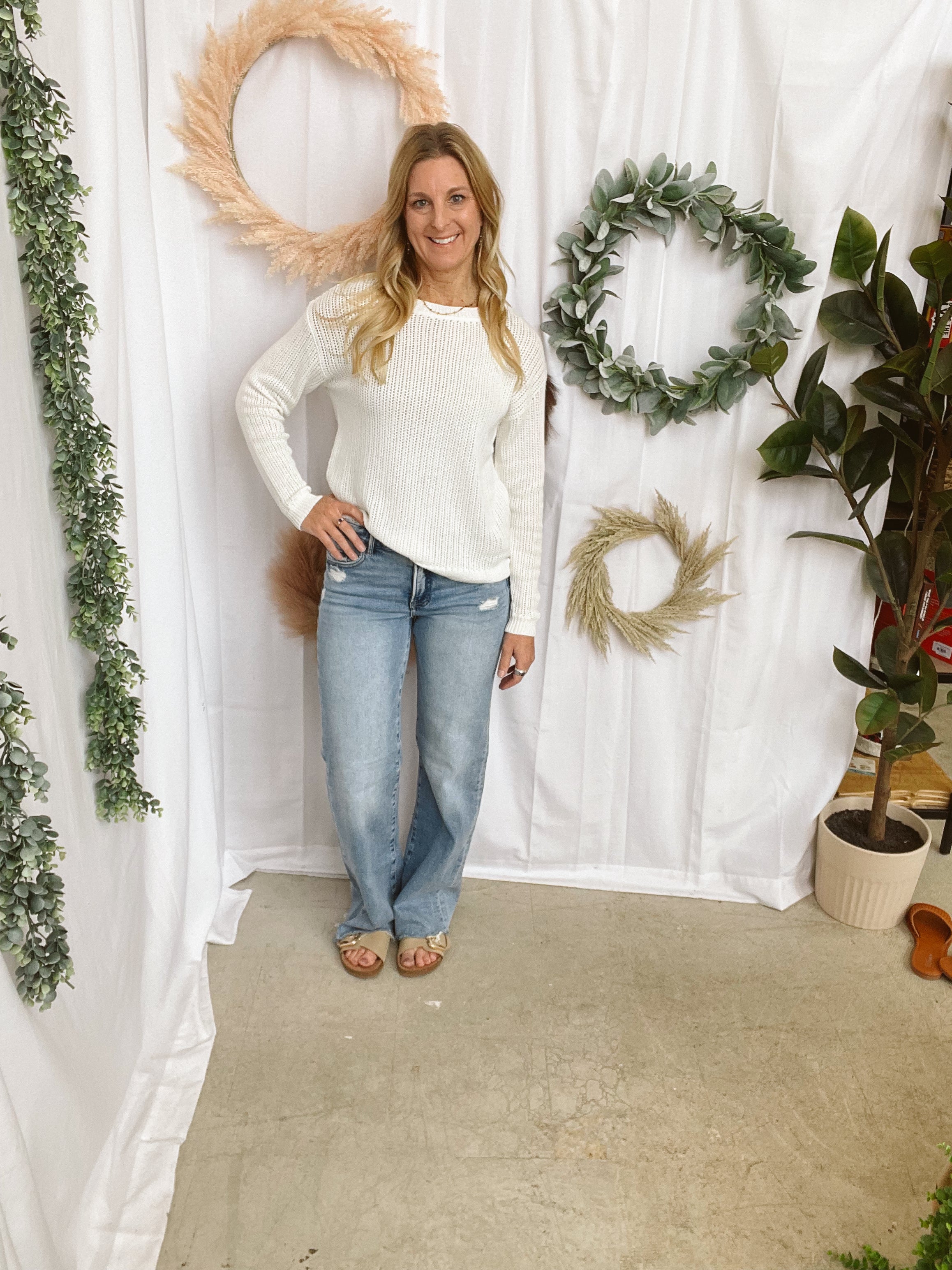 Solid Pointelle Sweater-White-Tank Tops-staccato-The Silo Boutique, Women's Fashion Boutique Located in Warren and Grand Forks North Dakota