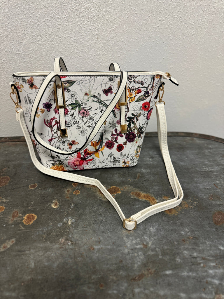 Mini White Floral Purse-Purses-princess purse-The Silo Boutique, Women's Fashion Boutique Located in Warren and Grand Forks North Dakota