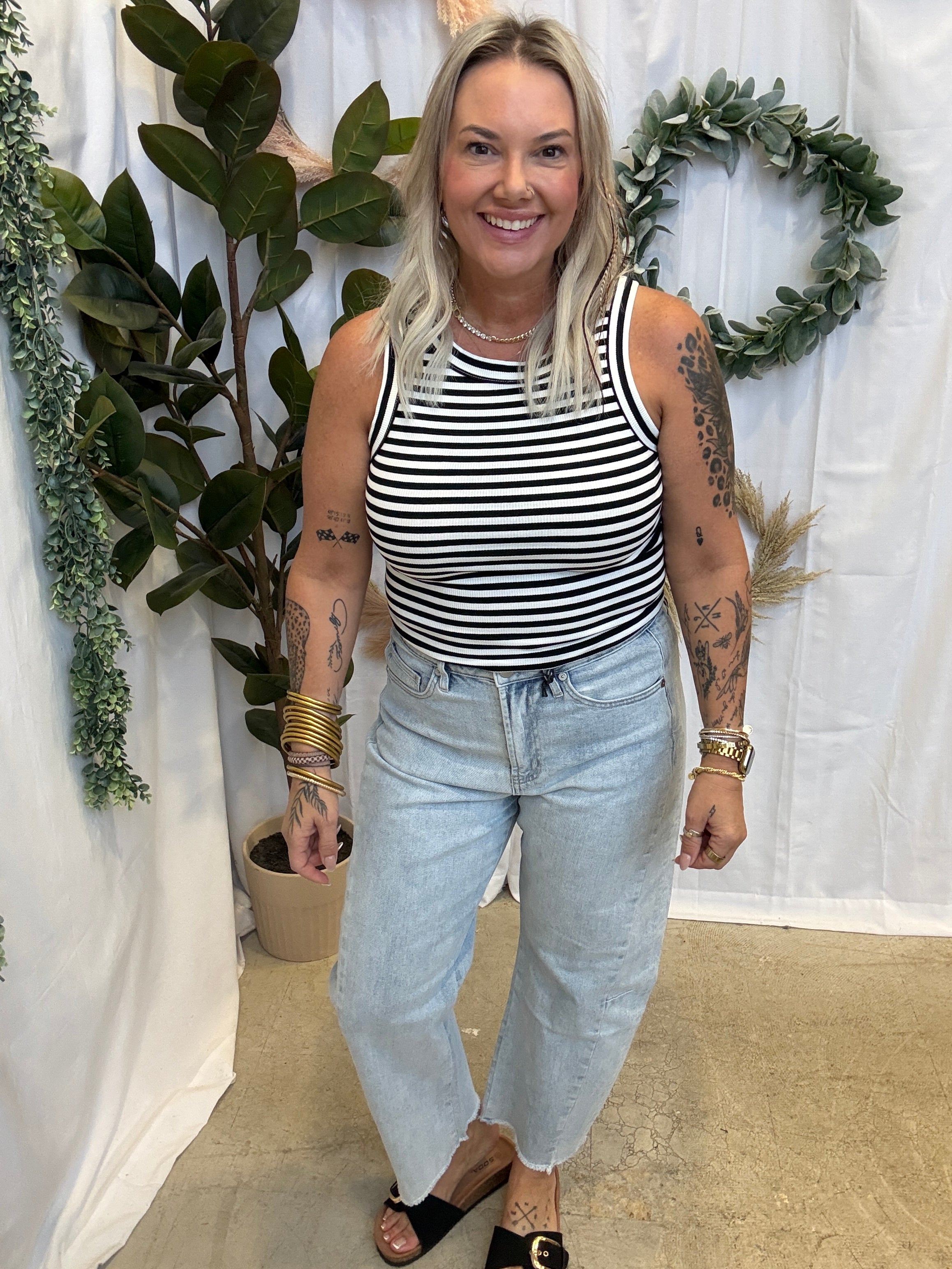 Hy Striped Tank Top-Black-Tank Tops-hyfve-The Silo Boutique, Women's Fashion Boutique Located in Warren and Grand Forks North Dakota