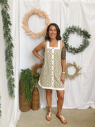 Suzie Sand Polka Dot Dress-Dresses-ENTRO-The Silo Boutique, Women's Fashion Boutique Located in Warren and Grand Forks North Dakota
