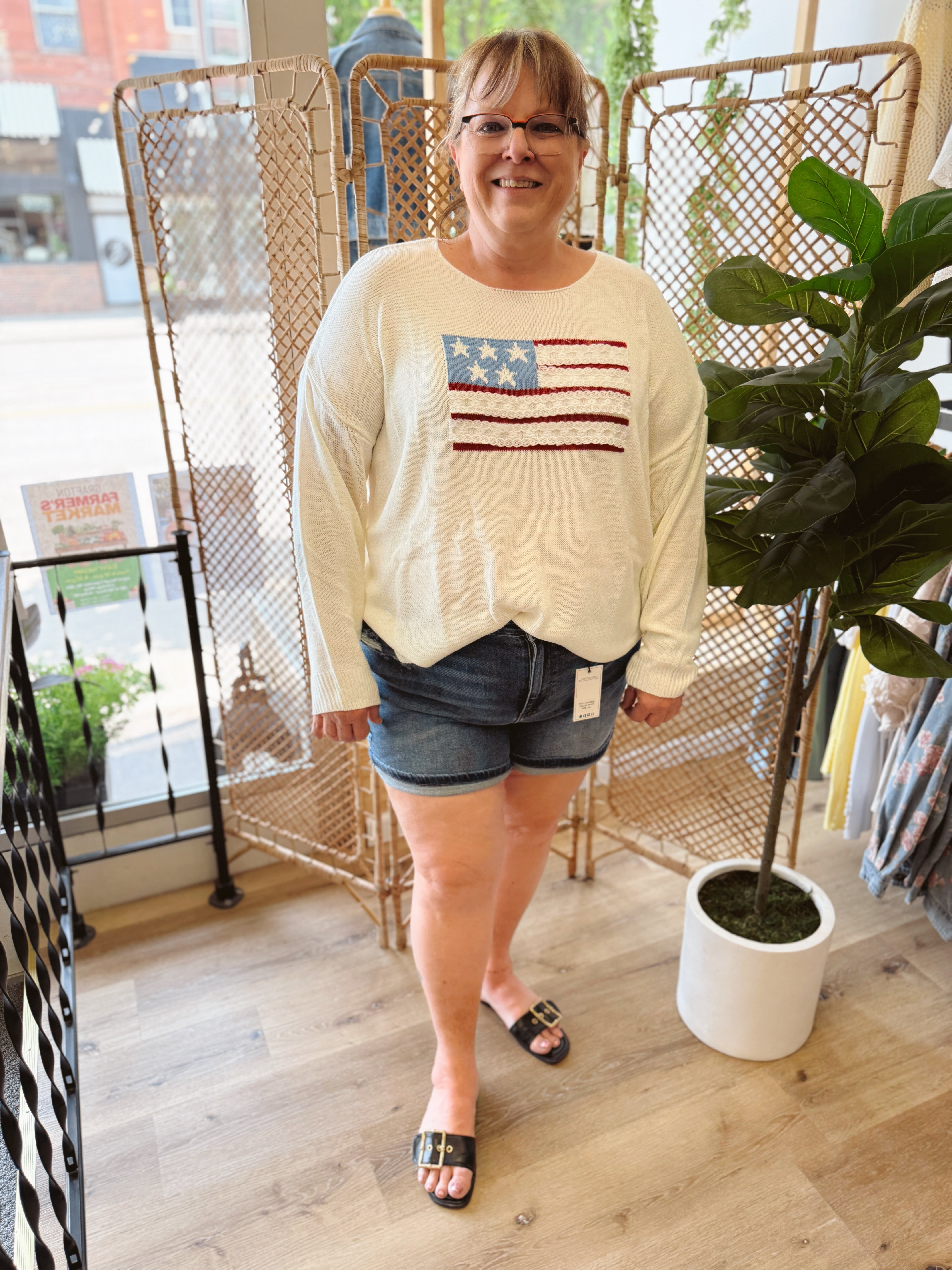Gia Flag Sweater-Sweaters-gilli-The Silo Boutique, Women's Fashion Boutique Located in Warren and Grand Forks North Dakota