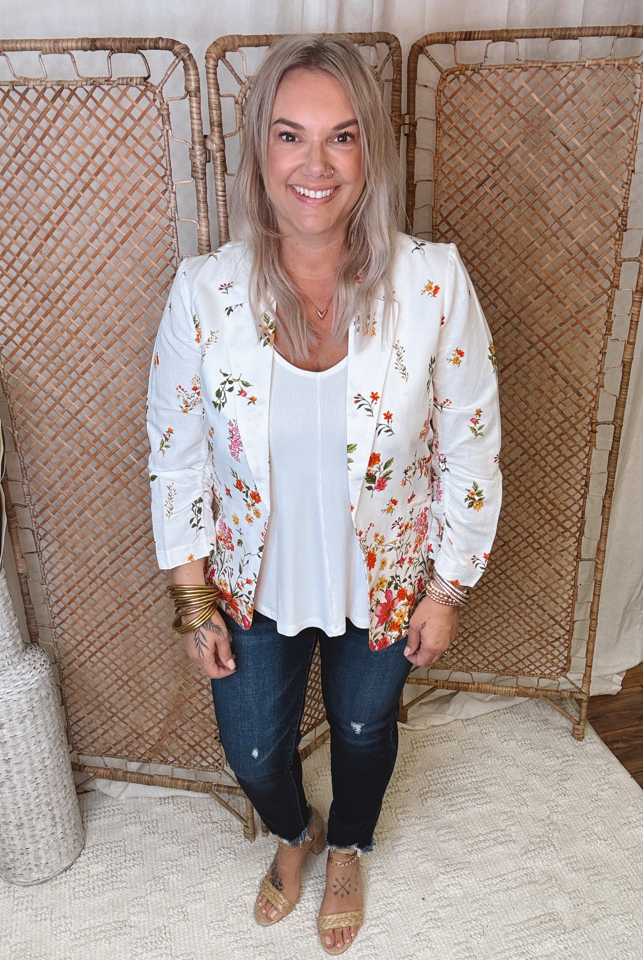 Skies Floral Blazer-Blazers-skies are blue-The Silo Boutique, Women's Fashion Boutique Located in Warren and Grand Forks North Dakota