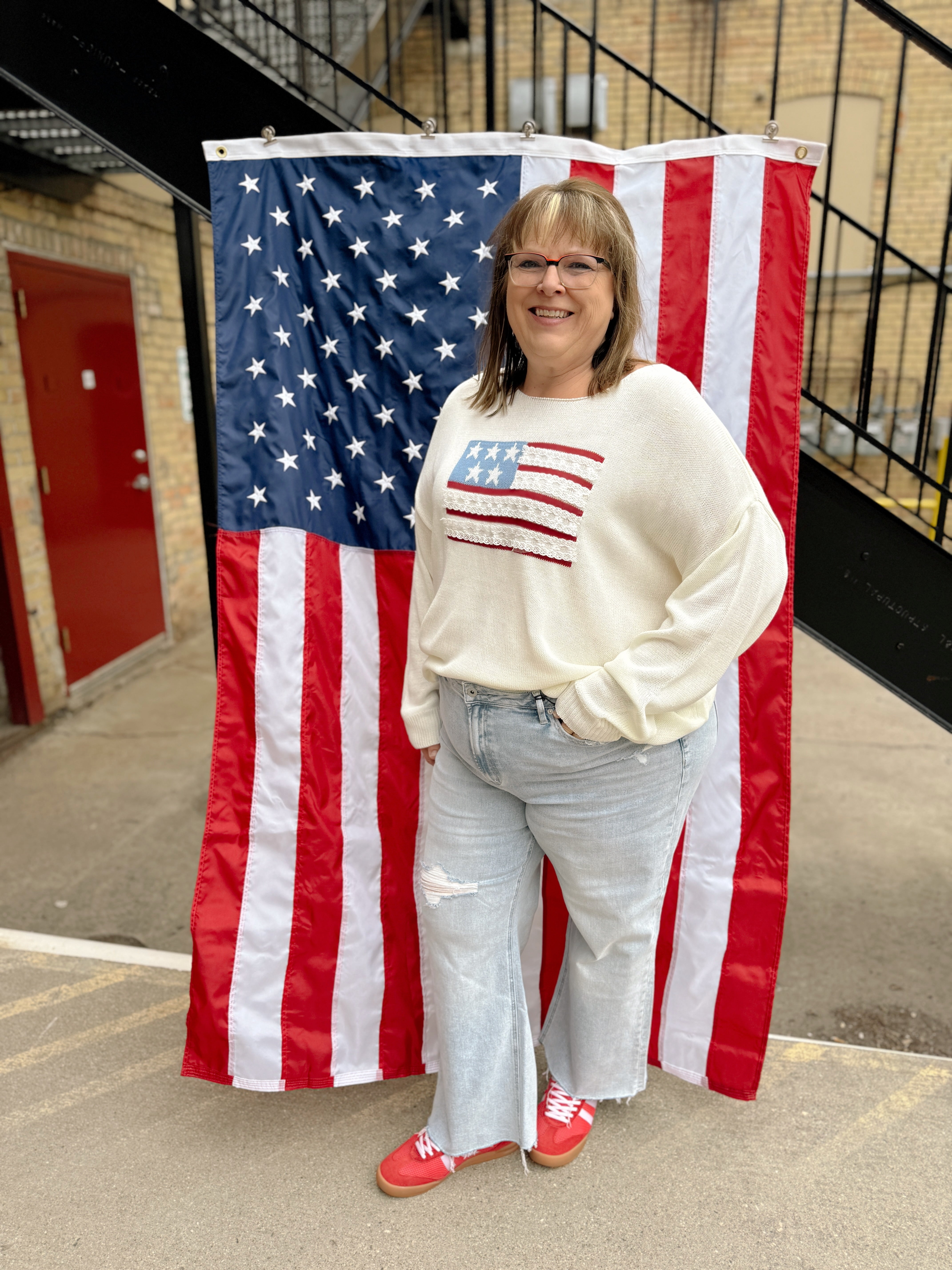 Gia Flag Sweater-Sweaters-gilli-The Silo Boutique, Women's Fashion Boutique Located in Warren and Grand Forks North Dakota