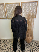 Elan Black Audra Top-Long Sleeve Tops-elan-The Silo Boutique, Women's Fashion Boutique Located in Warren and Grand Forks North Dakota