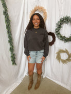 Cowboy Grey Sweatshirt-Sweatshirts-curds-The Silo Boutique, Women's Fashion Boutique Located in Warren and Grand Forks North Dakota