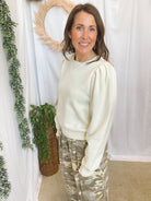 Lainey Puff Sleeve Sweatshirt-Cream-Sweatshirts-hyfve-The Silo Boutique, Women's Fashion Boutique Located in Warren and Grand Forks North Dakota