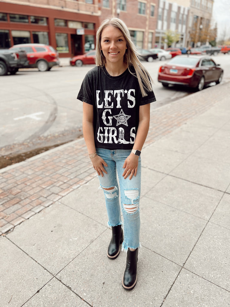 Let's Go Girls Charcoal Tee-Graphic Tees-Booteque Closet-The Silo Boutique, Women's Fashion Boutique Located in Warren and Grand Forks North Dakota