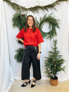 Red Sparkle and Pearl Sweater-Sweaters-entro-The Silo Boutique, Women's Fashion Boutique Located in Warren and Grand Forks North Dakota