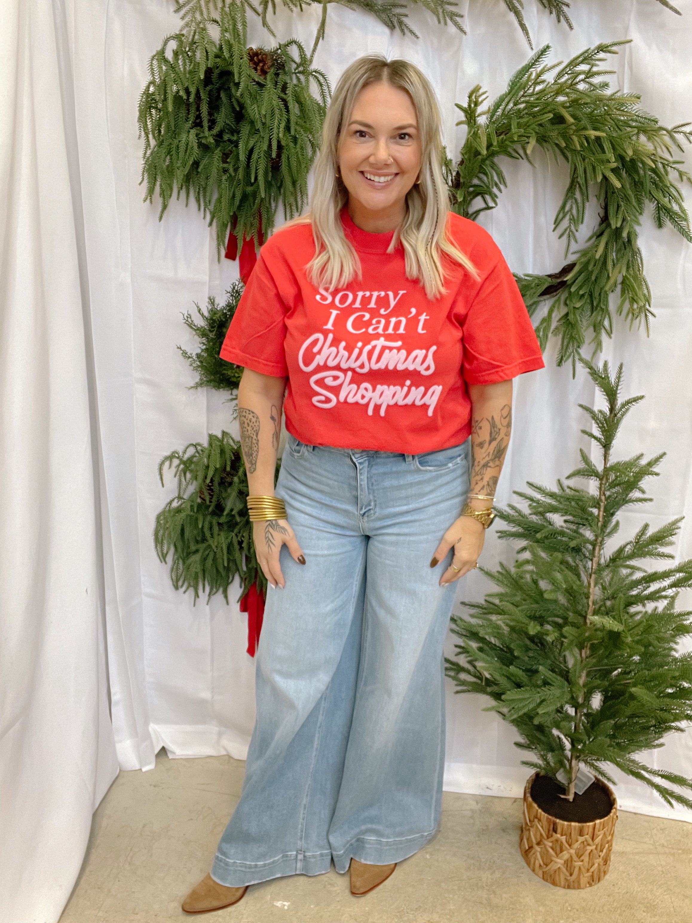 Christmas Shopping Tee-Graphic Tees-Summer Tees-The Silo Boutique, Women's Fashion Boutique Located in Warren and Grand Forks North Dakota