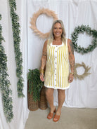 Lemon Striped Dress-Dresses-entro-The Silo Boutique, Women's Fashion Boutique Located in Warren and Grand Forks North Dakota