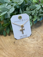Pave Cross with Heart Droplet Necklace-Amanda Blu-The Silo Boutique, Women's Fashion Boutique Located in Warren and Grand Forks North Dakota