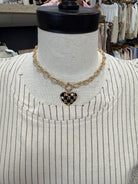 Joss Checkered Heart Necklace-Necklaces-joss-The Silo Boutique, Women's Fashion Boutique Located in Warren and Grand Forks North Dakota