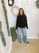 Harper Rolled Collar Sweater-Black-Sweaters-hyfve-The Silo Boutique, Women's Fashion Boutique Located in Warren and Grand Forks North Dakota