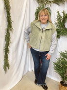 So Cozy Sherpa Vest-Olive-Vests-hyfve-The Silo Boutique, Women's Fashion Boutique Located in Warren and Grand Forks North Dakota