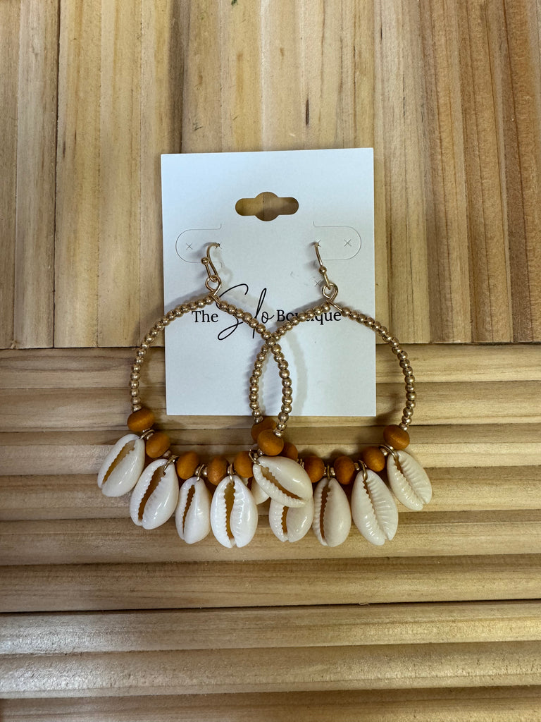 Puka Shell Hoop Earrings-earrings-Fame-The Silo Boutique, Women's Fashion Boutique Located in Warren and Grand Forks North Dakota