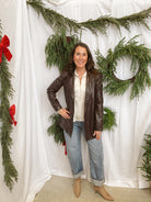 Fate Choco Leather Blazer-Blazers-fate-The Silo Boutique, Women's Fashion Boutique Located in Warren and Grand Forks North Dakota