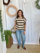 Marley Brown Stripe Sweater-Sweaters-blu pepper-The Silo Boutique, Women's Fashion Boutique Located in Warren and Grand Forks North Dakota