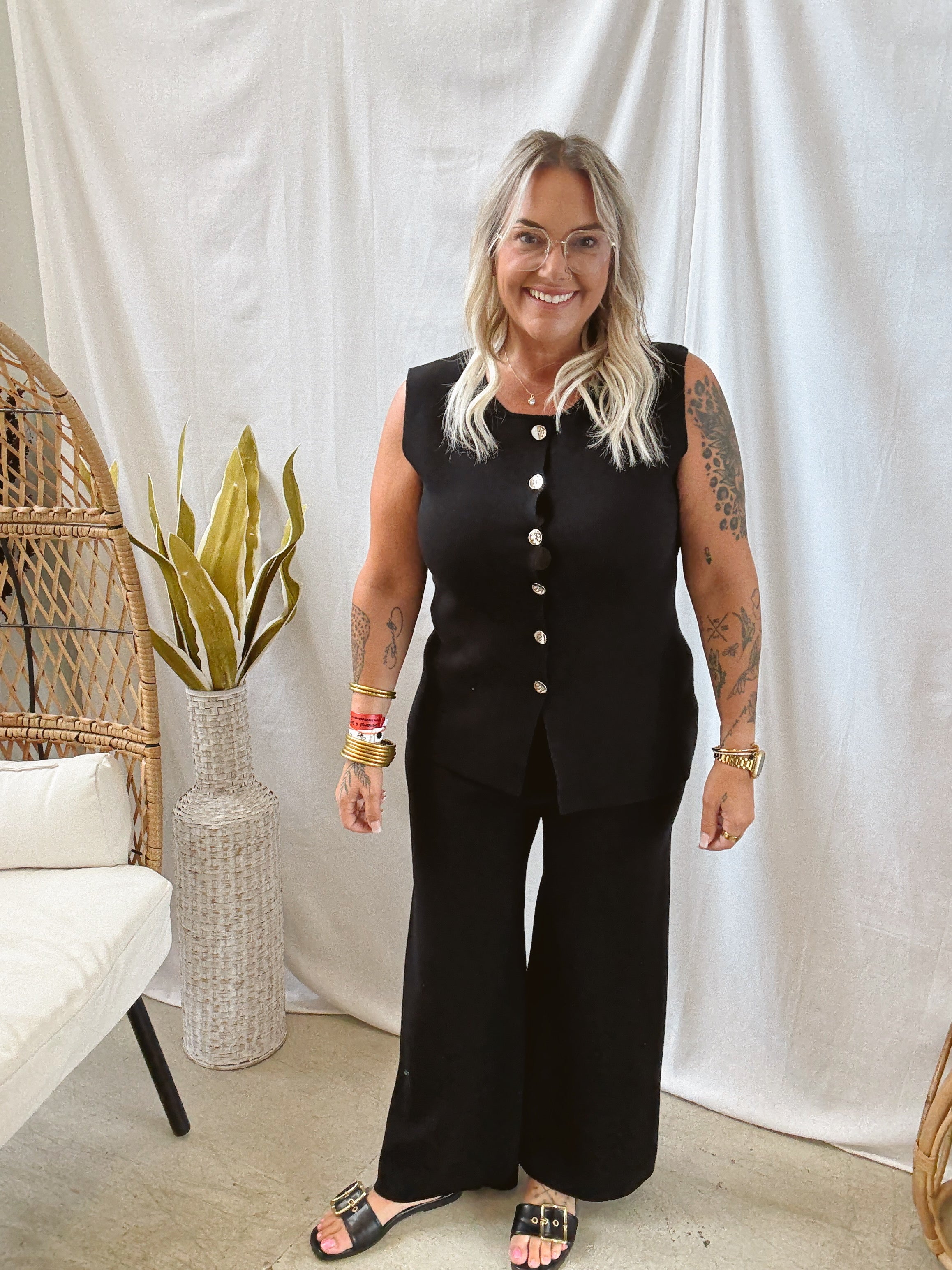 Black Annie Vest and Pant Set-Outfit Sets-anniewear-The Silo Boutique, Women's Fashion Boutique Located in Warren and Grand Forks North Dakota