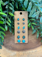 6 Pack Turquoise Earring Set-Earrings-Dallas Market-The Silo Boutique, Women's Fashion Boutique Located in Warren and Grand Forks North Dakota