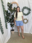 Skies Chambray Shorts-Shorts-skies are blue-The Silo Boutique, Women's Fashion Boutique Located in Warren and Grand Forks North Dakota