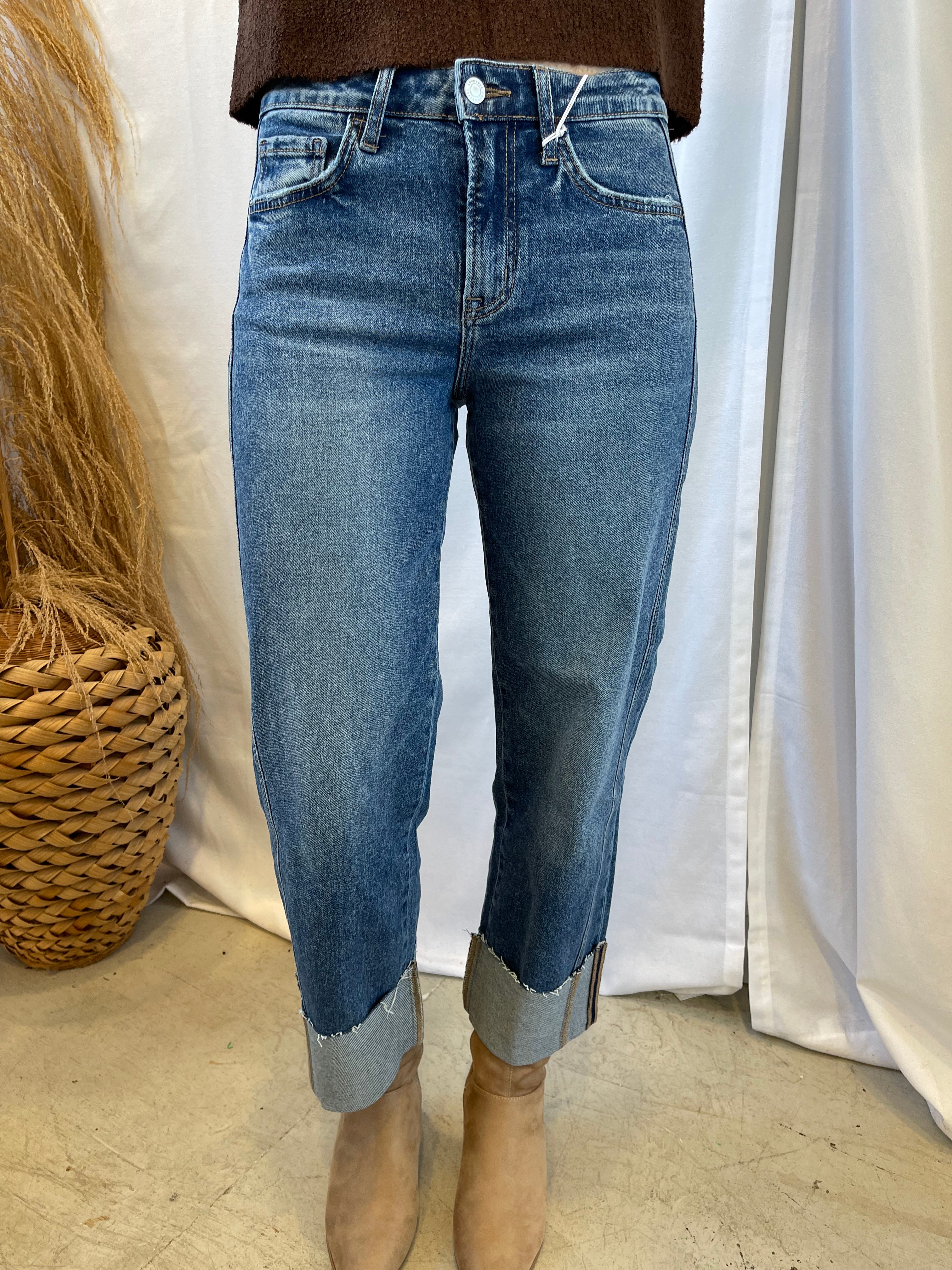 Lovervet Defeating Cuffed Barrel Jeans-Jeans-lovervet-The Silo Boutique, Women's Fashion Boutique Located in Warren and Grand Forks North Dakota