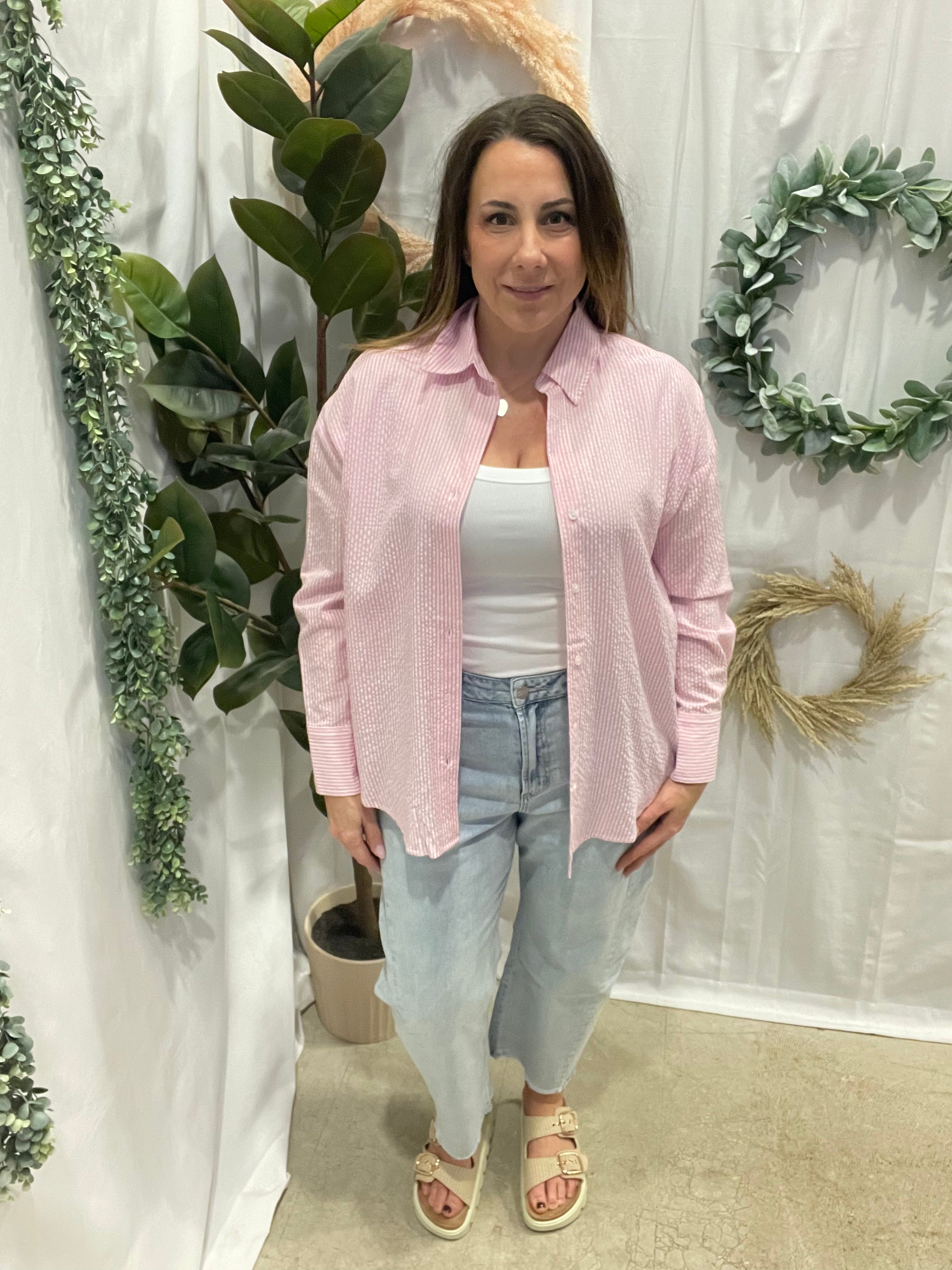 Essential Stripe Long Sleeve Top-Light Pink-Long Sleeve Tops-hyfve-The Silo Boutique, Women's Fashion Boutique Located in Warren and Grand Forks North Dakota