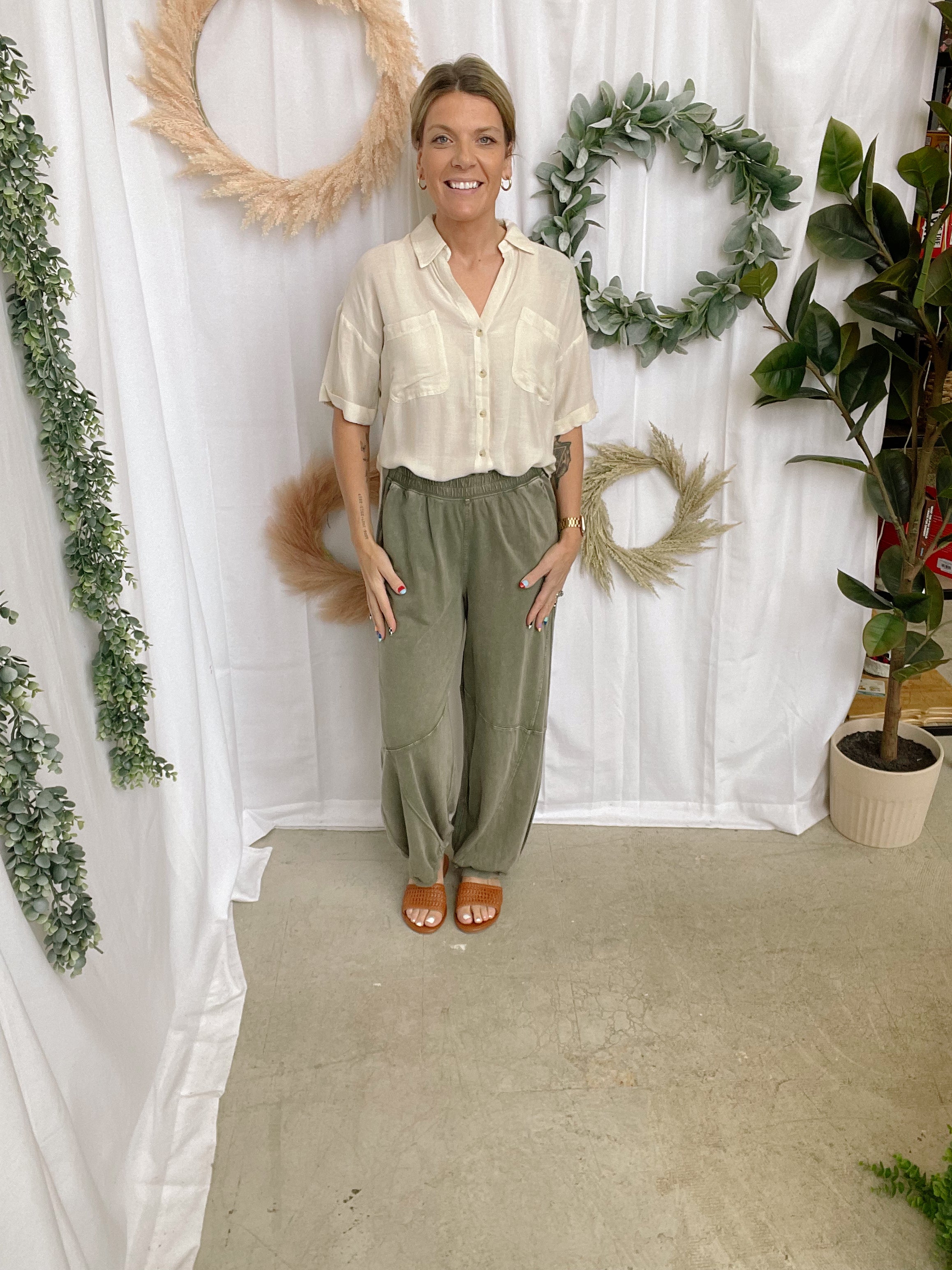 Rae Terry Butter Jogger Pants-Olive-Pants-rae mode-The Silo Boutique, Women's Fashion Boutique Located in Warren and Grand Forks North Dakota