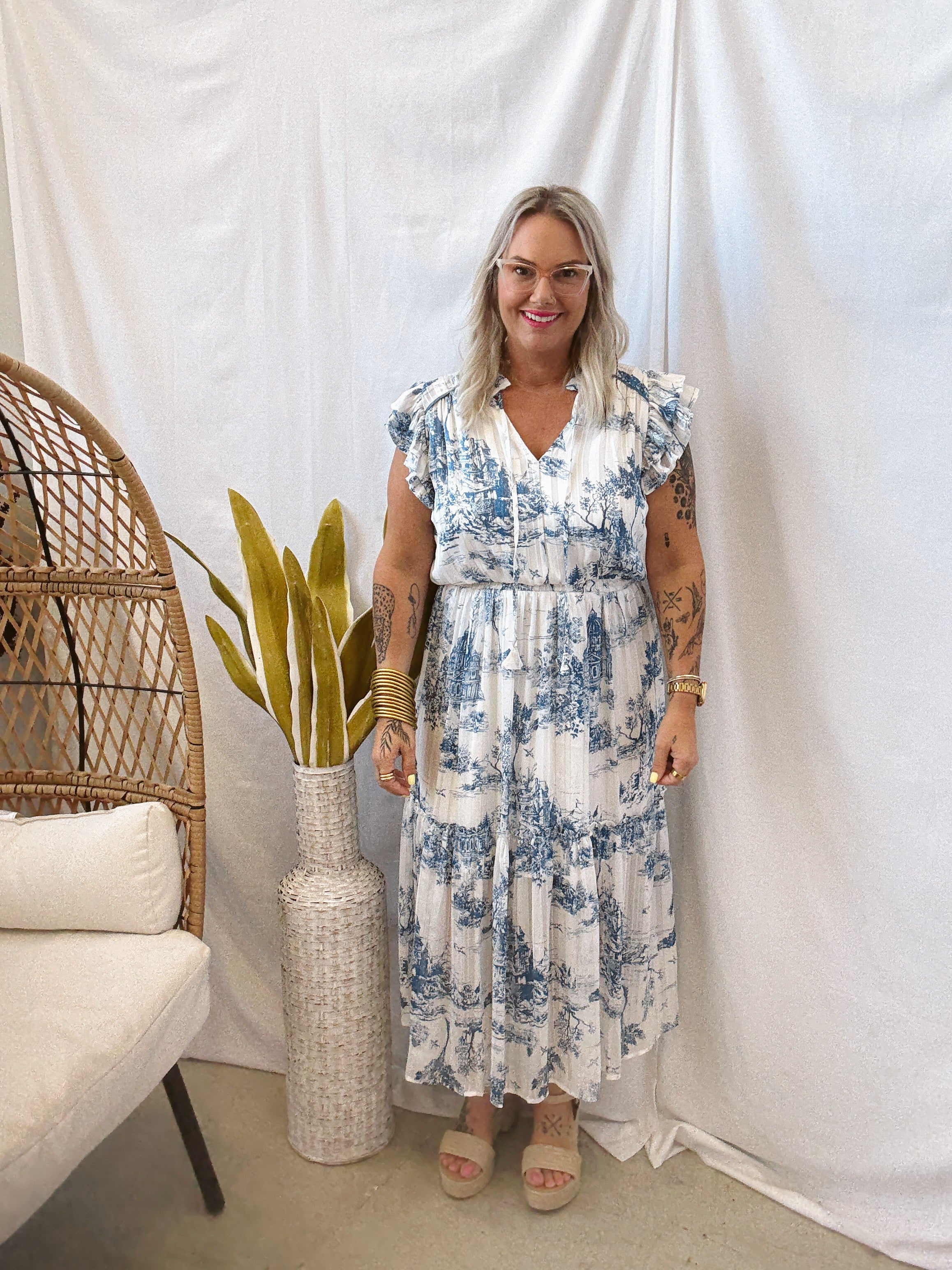 Blue Land Dress-Dresses-Umgee-The Silo Boutique, Women's Fashion Boutique Located in Warren and Grand Forks North Dakota