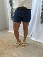 Judy Blue Dark Denim Shorts-Shorts-judy blue-The Silo Boutique, Women's Fashion Boutique Located in Warren and Grand Forks North Dakota