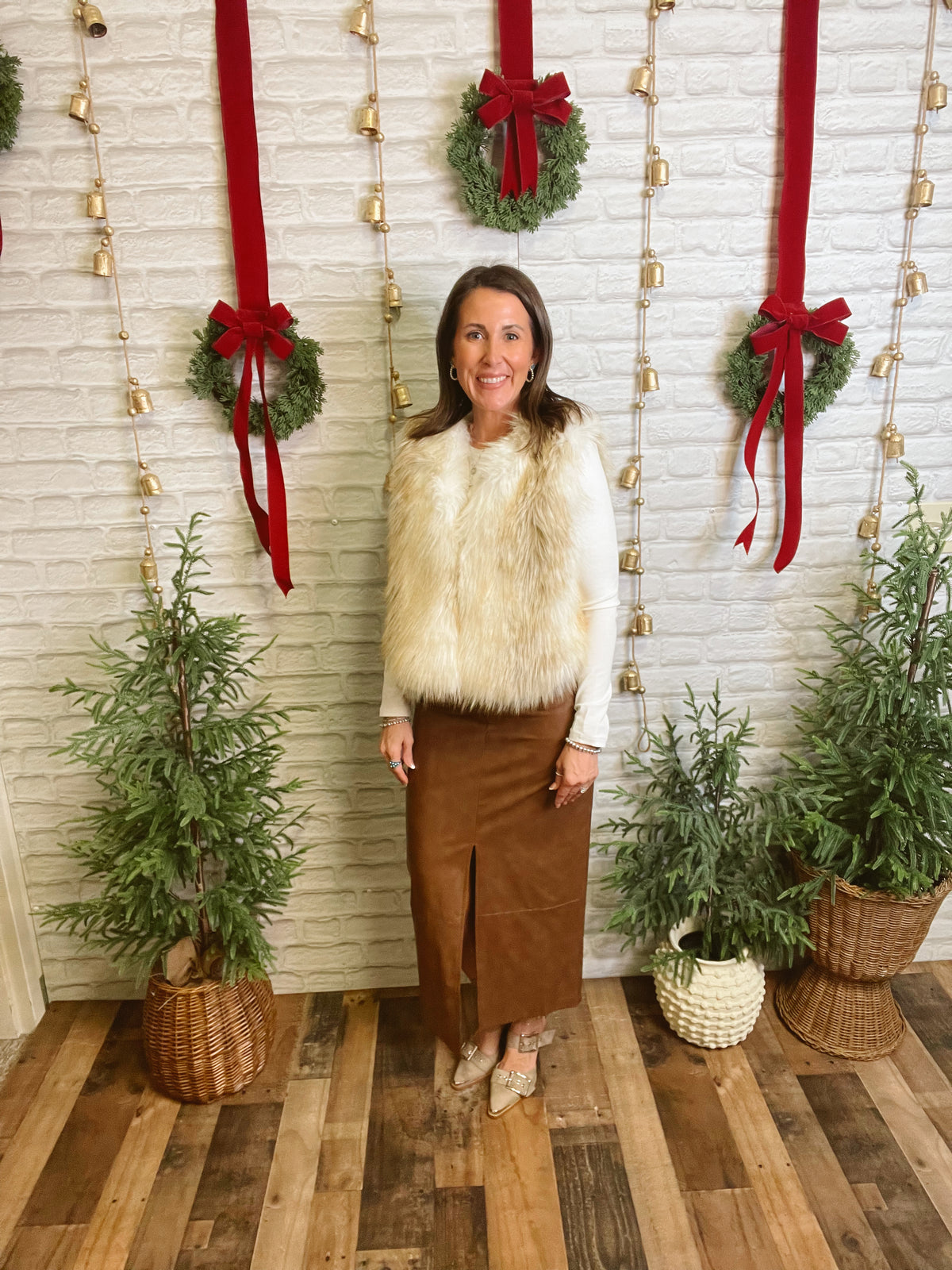 Val Fur Vest-White Mix-Vests-davi dani-The Silo Boutique, Women's Fashion Boutique Located in Warren and Grand Forks North Dakota