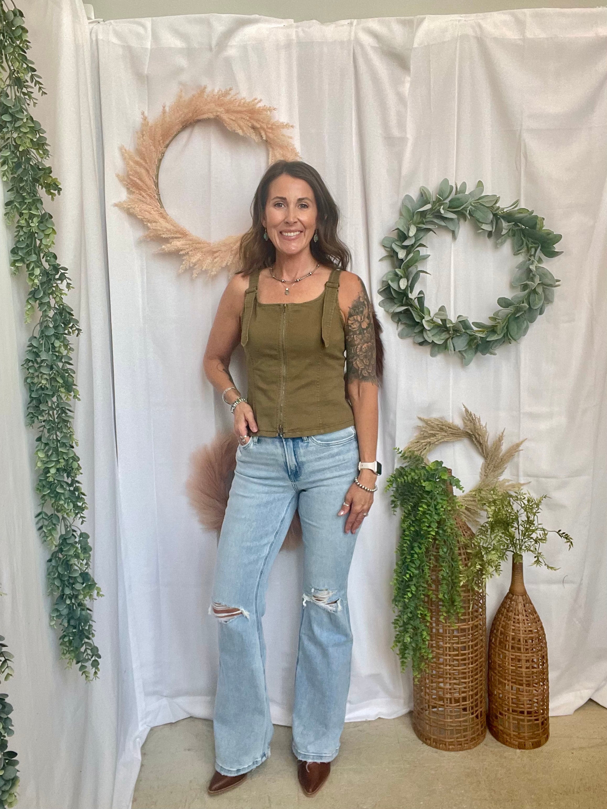 Vervet York Distressed Flare Jeans-Jeans-vervet-The Silo Boutique, Women's Fashion Boutique Located in Warren and Grand Forks North Dakota