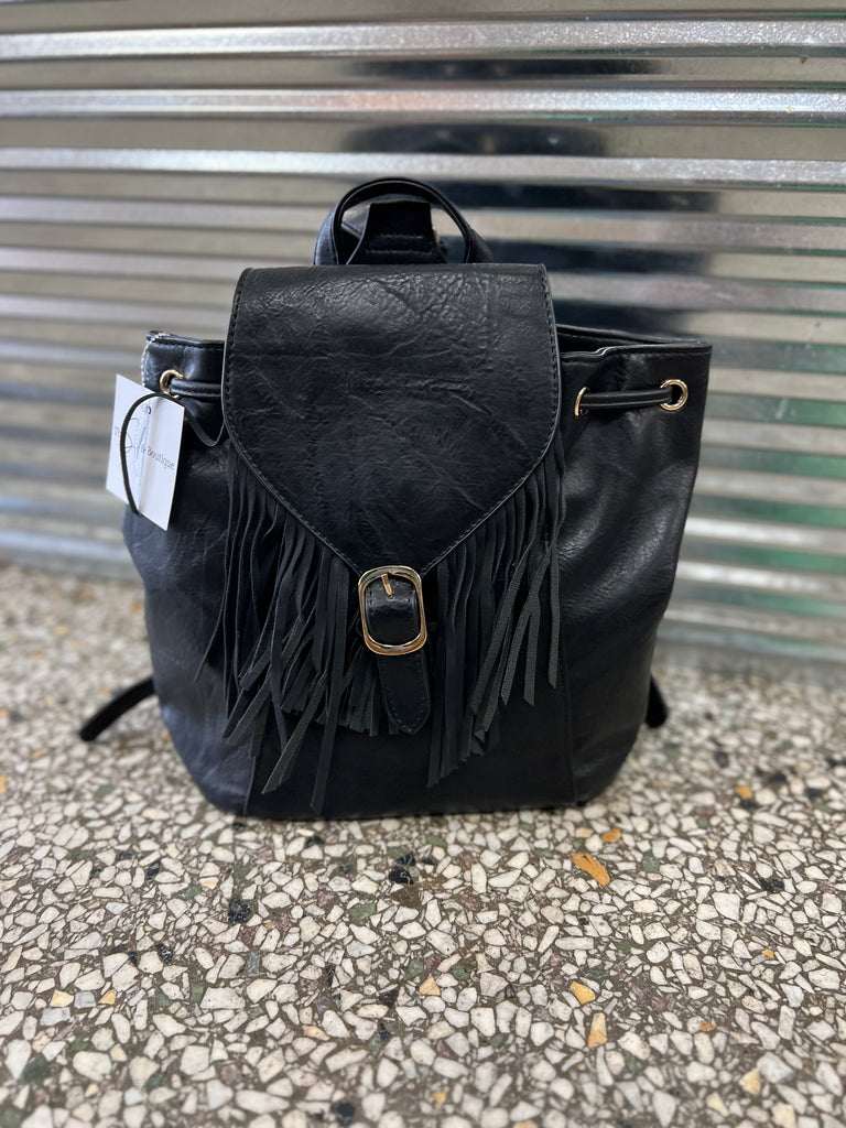 Jen and Co Jewel Bucket Backpack Purse w/ Fringe-Purses-Jen and Co-The Silo Boutique, Women's Fashion Boutique Located in Warren and Grand Forks North Dakota