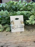 Rhinestone Oval Pearl Hoop Earrings-Earrings-Avenue T-The Silo Boutique, Women's Fashion Boutique Located in Warren and Grand Forks North Dakota