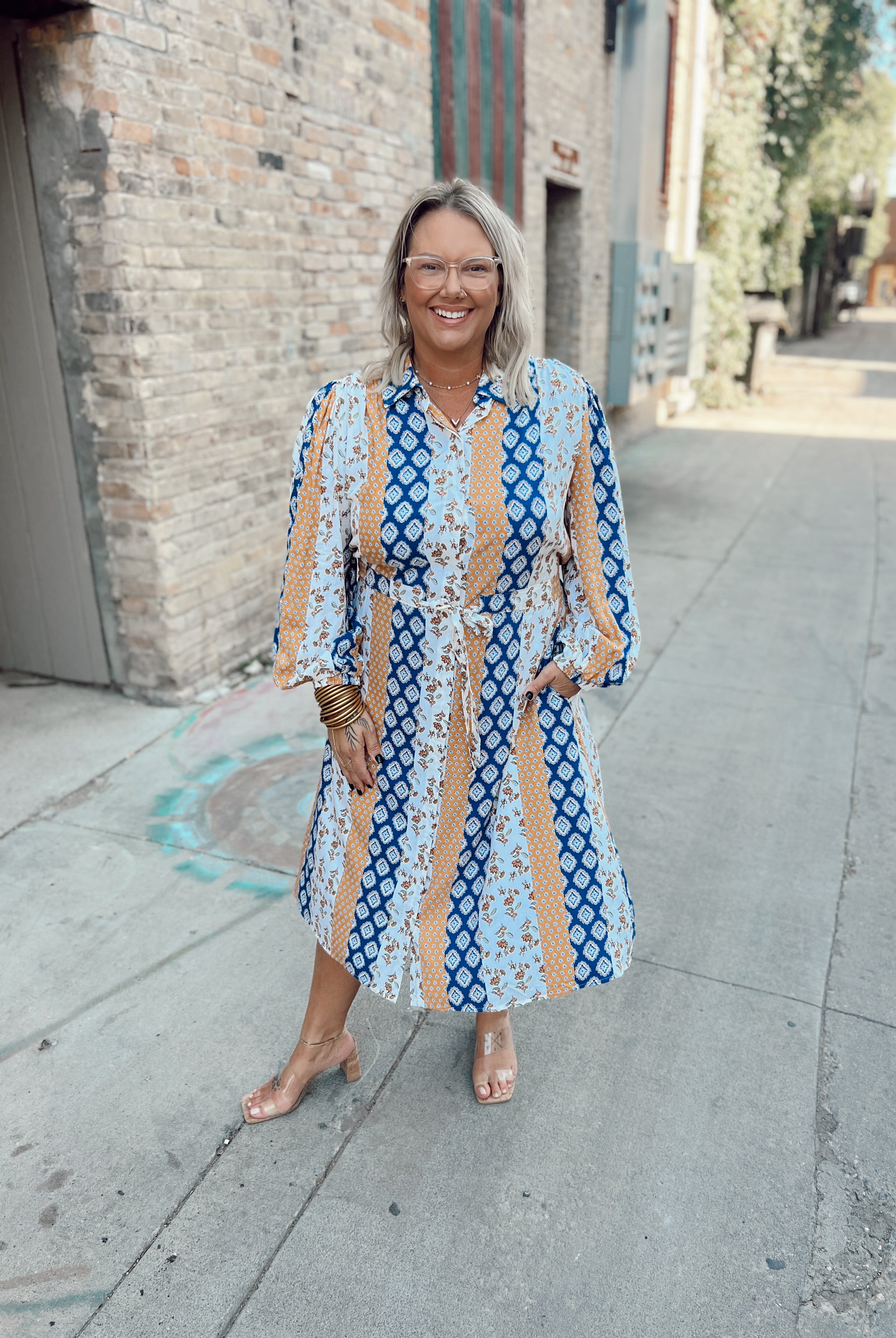 Mixed Print Shirt Dress-Dresses-Umgee-The Silo Boutique, Women's Fashion Boutique Located in Warren and Grand Forks North Dakota