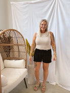 Oh My Striped Tank Top-Taupe-Tank Tops-blu pepper-The Silo Boutique, Women's Fashion Boutique Located in Warren and Grand Forks North Dakota
