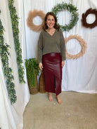 Annie V Neck Sweater-Ash Brown-Sweaters-hyfve-The Silo Boutique, Women's Fashion Boutique Located in Warren and Grand Forks North Dakota