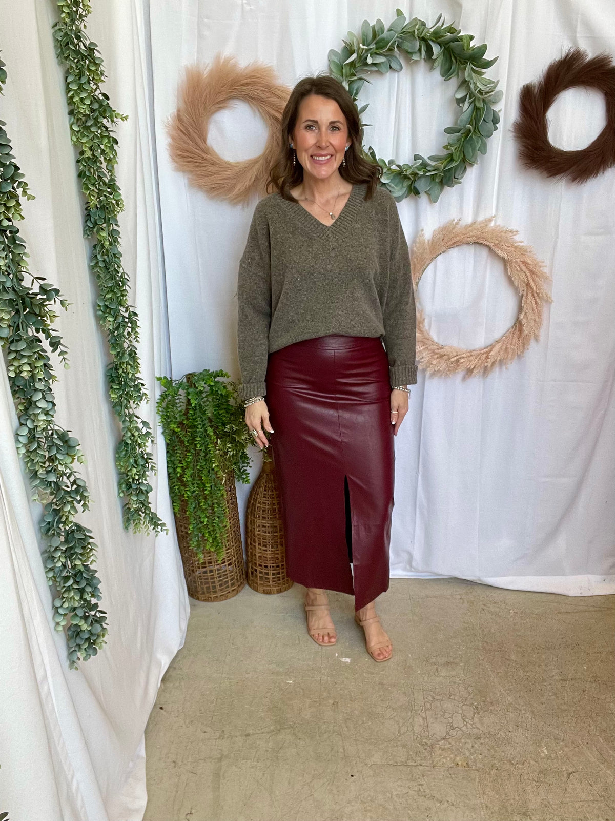 Annie V Neck Sweater-Ash Brown-Sweaters-hyfve-The Silo Boutique, Women's Fashion Boutique Located in Warren and Grand Forks North Dakota