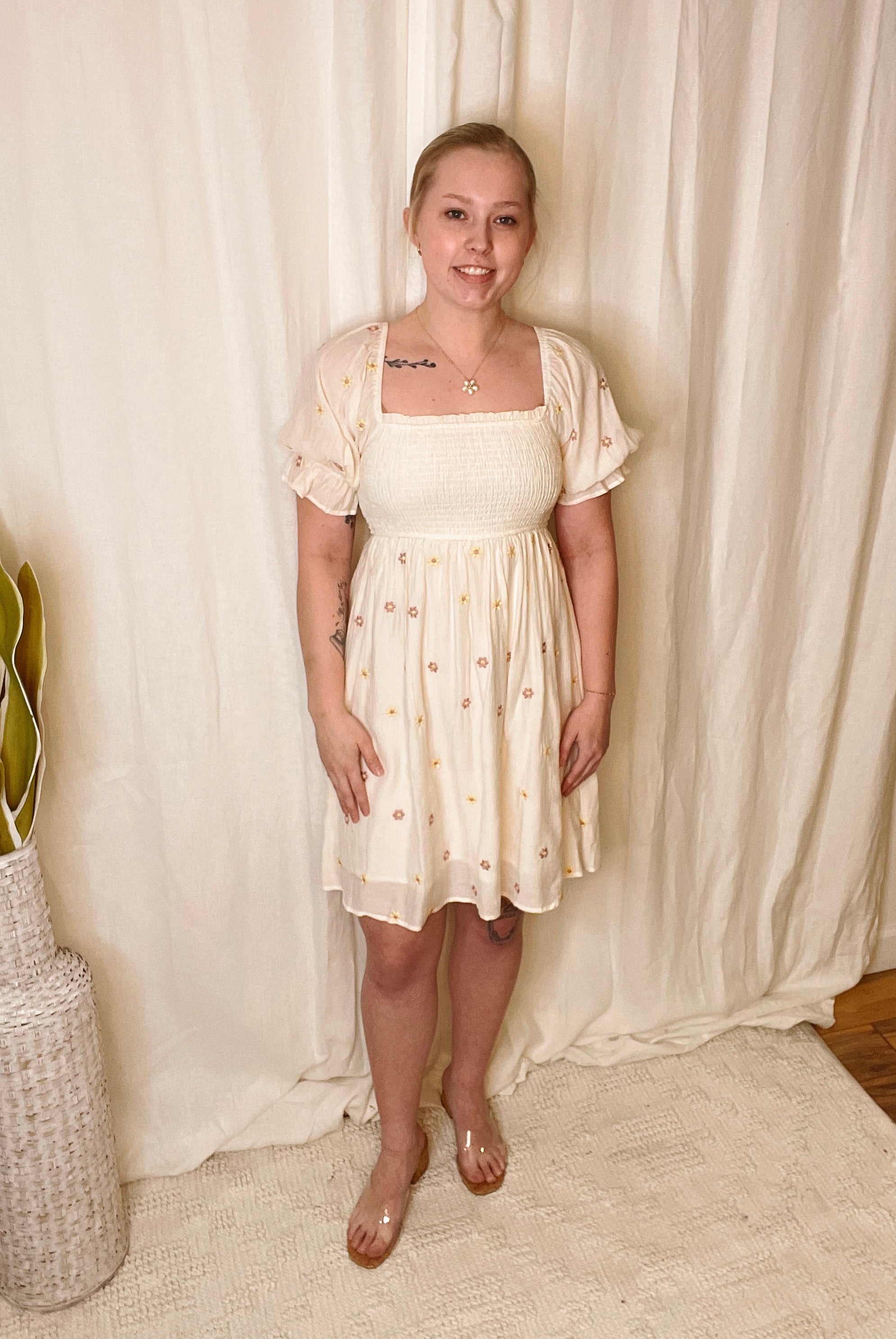 Daisy Ditsy Embroidered Dress-Dresses-hem and thread-The Silo Boutique, Women's Fashion Boutique Located in Warren and Grand Forks North Dakota