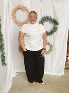 Becca Basic Mock Short Sleeve Top-White-Short Sleeve Tops-entro-The Silo Boutique, Women's Fashion Boutique Located in Warren and Grand Forks North Dakota