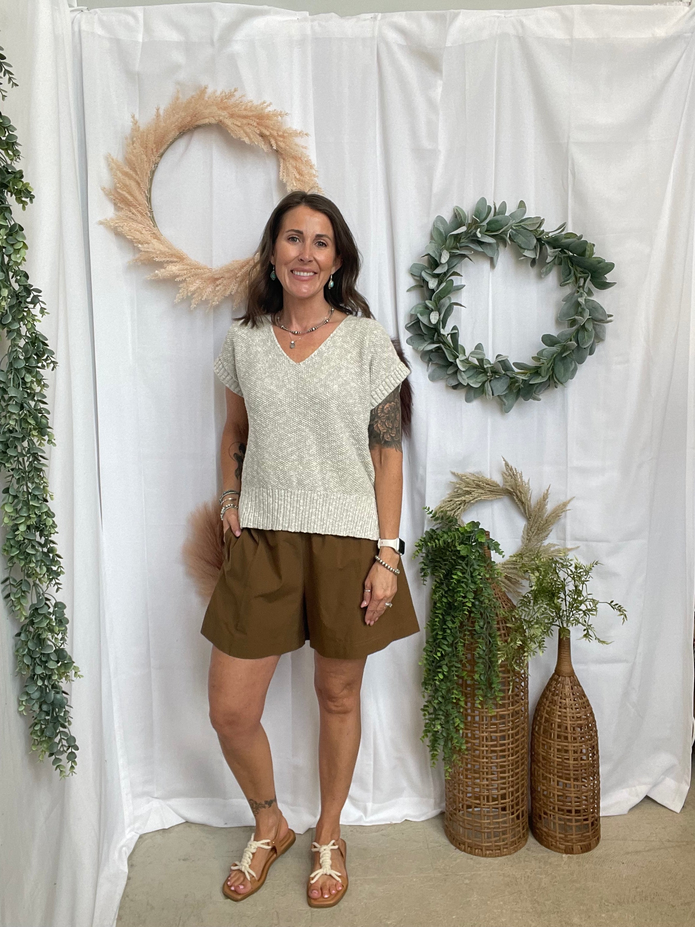 Leslie Paperbag Shorts-Deep Olive-Shorts-fun2fun-The Silo Boutique, Women's Fashion Boutique Located in Warren and Grand Forks North Dakota