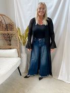 Rose Black Sheer Kimono-Final Sale-Kimonos-promesa-The Silo Boutique, Women's Fashion Boutique Located in Warren and Grand Forks North Dakota