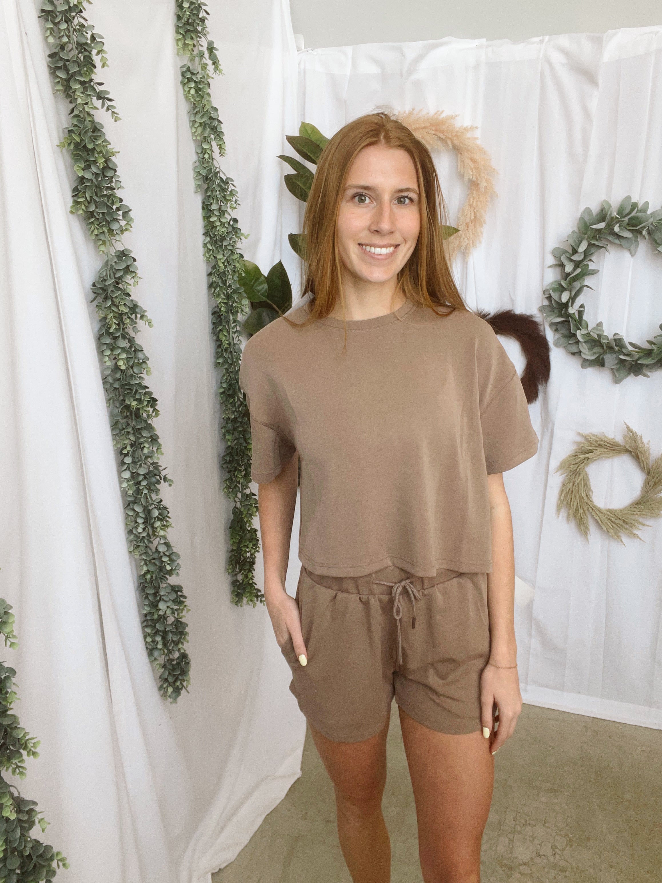 Mono B Laguna Short Set-Taupe-Outfit Sets-mono b-The Silo Boutique, Women's Fashion Boutique Located in Warren and Grand Forks North Dakota