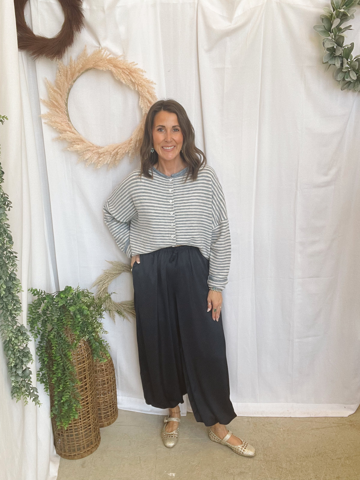 Jane Satin Drape Pants-Navy-Pants-jade by jane-The Silo Boutique, Women's Fashion Boutique Located in Warren and Grand Forks North Dakota