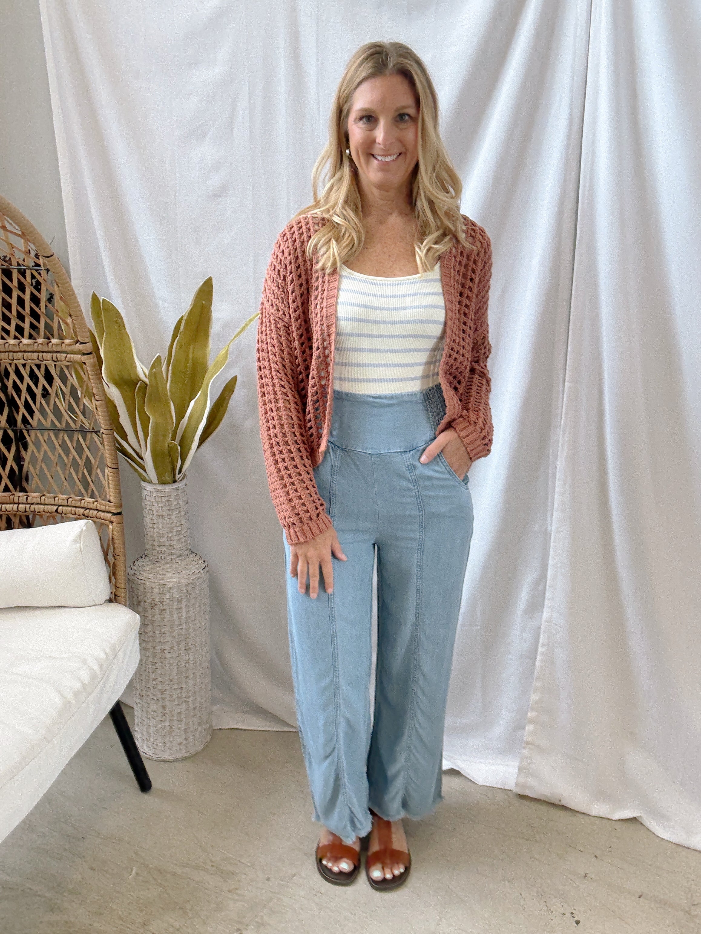 Jane Tencel Light Denim Pants-Final Sale-Pants-very j-The Silo Boutique, Women's Fashion Boutique Located in Warren and Grand Forks North Dakota