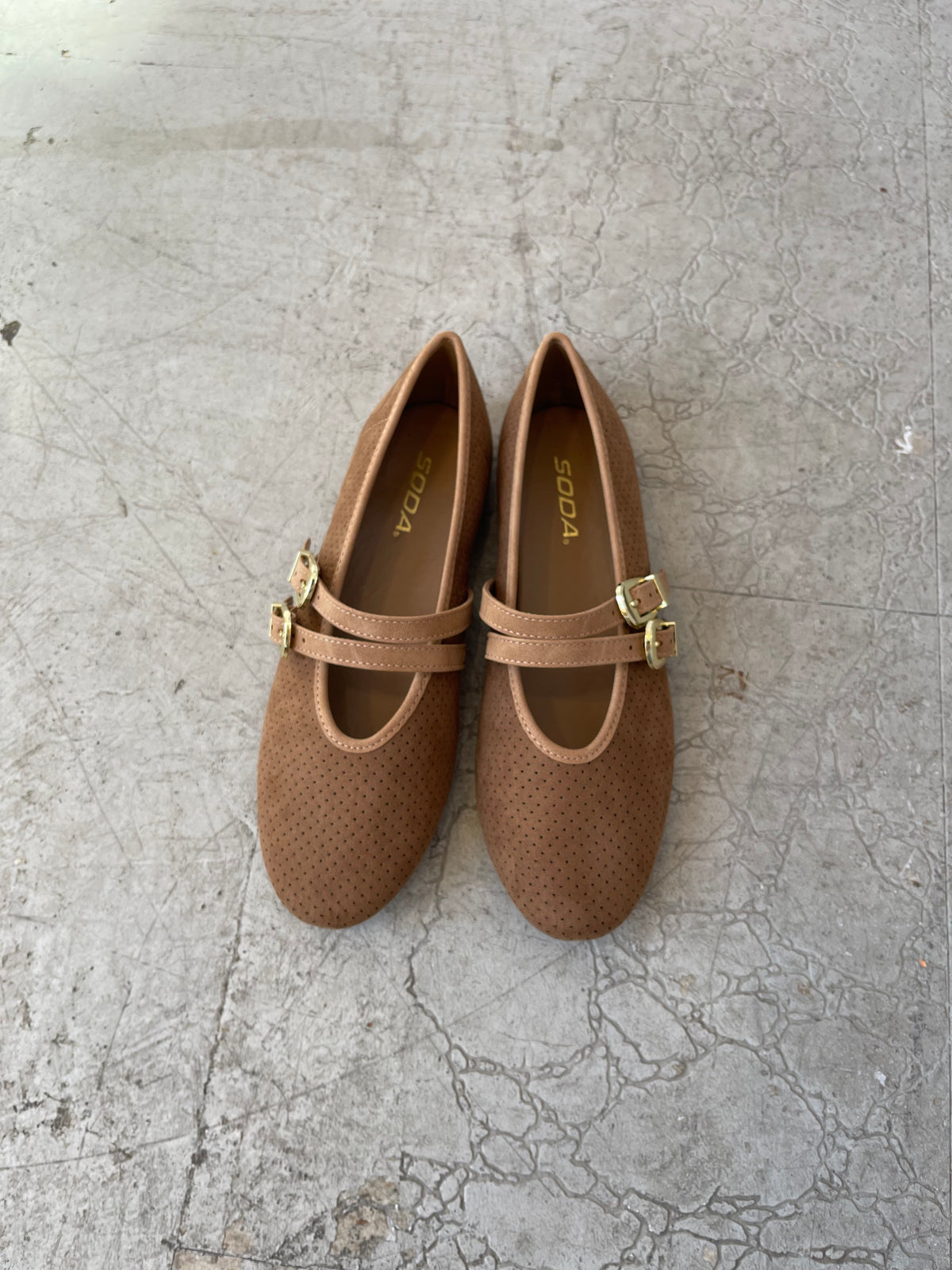 Soda Glory Flat Shoe-Tan-Sandals-soda-The Silo Boutique, Women's Fashion Boutique Located in Warren and Grand Forks North Dakota