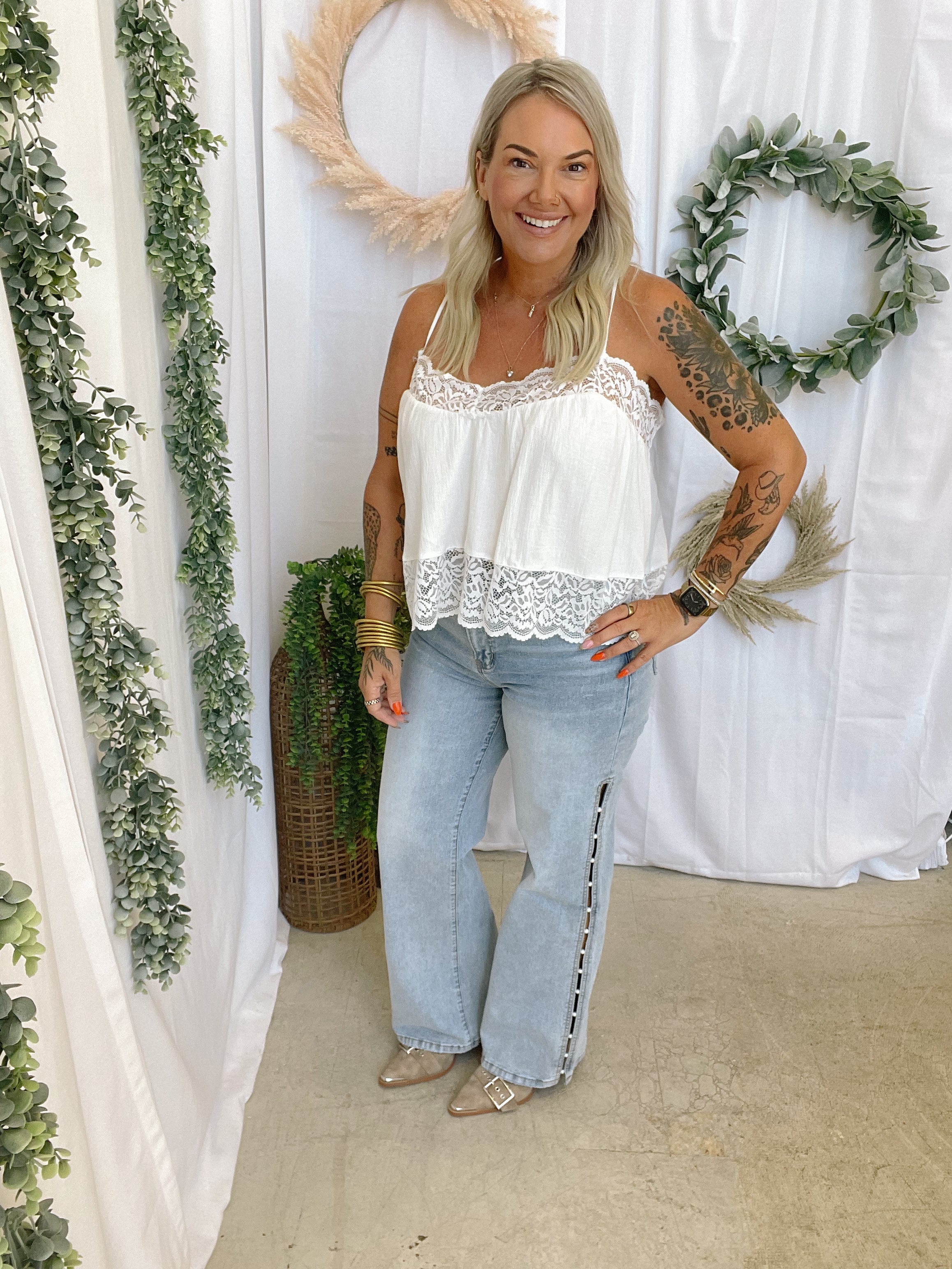 By Together Lace Tank-Tank Tops-by together-The Silo Boutique, Women's Fashion Boutique Located in Warren and Grand Forks North Dakota
