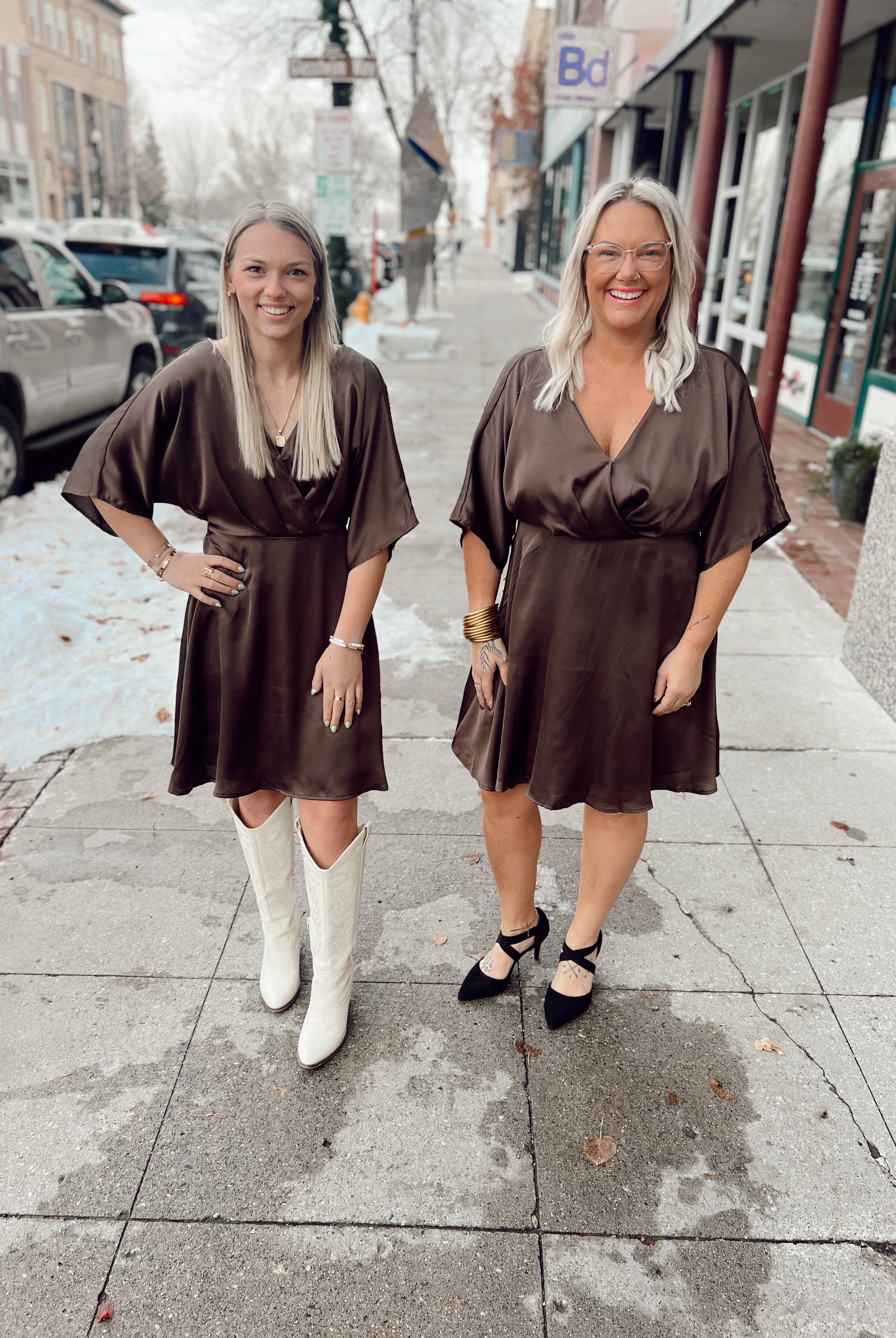 Brown Kimono Sleeve Dress-Dresses-gilli-The Silo Boutique, Women's Fashion Boutique Located in Warren and Grand Forks North Dakota